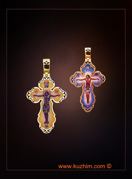 Православные крестики женские с эмалью