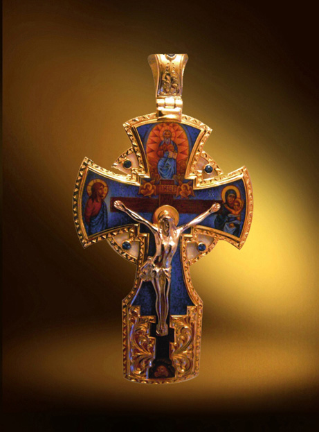 Крестик нательный православный, финифть