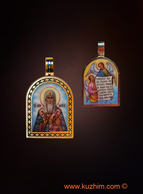 Иконка нательная золотая Святой Алексий
