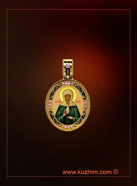 Нательная икона Святая Матрона Московская, эмаль