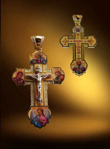 Нательный крест православный с финифтью