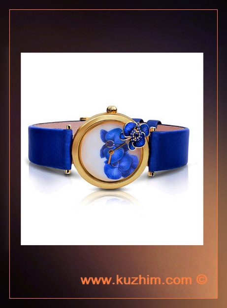 Золотые часы с росписью циферблата ручной работы